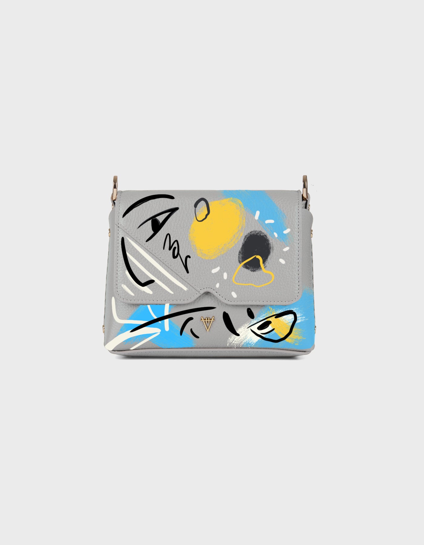 HiVa Atelier | Mini Mare Shoulder Bag - Hand-Painted Black Parrot Tulips | Her Tarza Uygun Deri Aksesuarlar